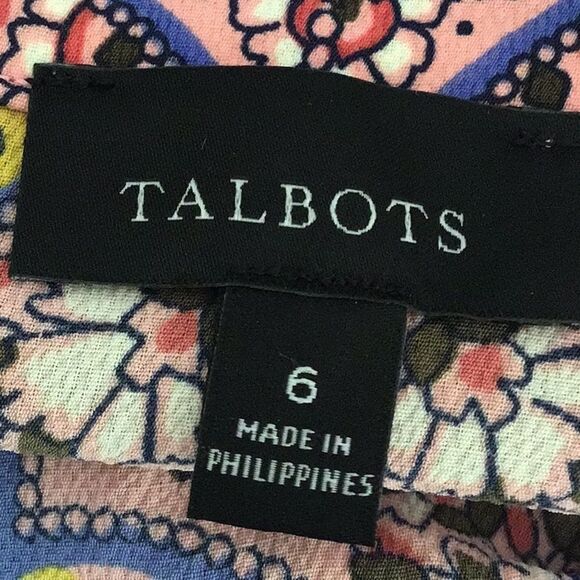 Talbots Majestic Medallion Floral Ruffle Cap Sleeve Tie Waist Pinafore Dress - Picture 15 of 16